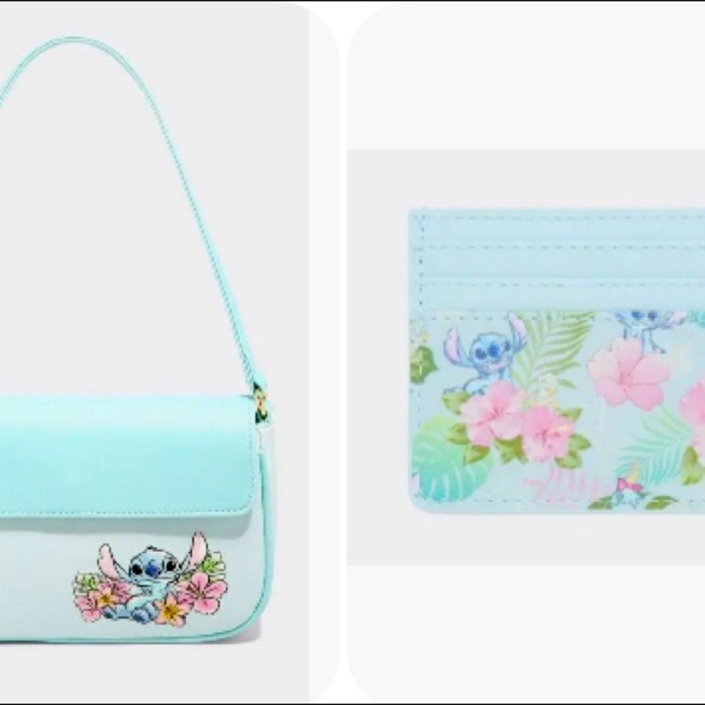 SET of Disney Lilo & Stitch Hibiscus Bag & Loungefly Lilo & Stitch Cardholder!